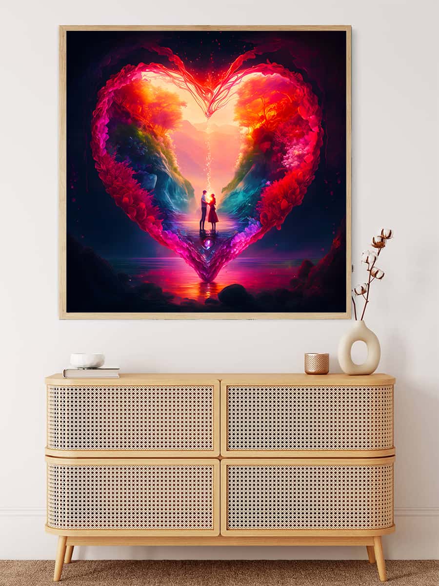 Diamond Painting - Herzpärchen Nacht - gedruckt in Ultra-HD - Herz, Liebe, Neu eingetroffen, Quadratisch