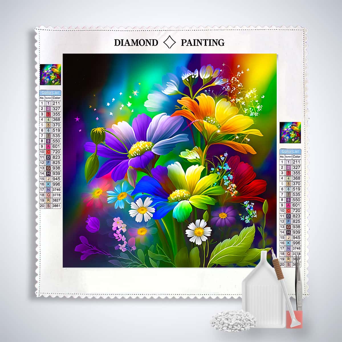 Diamond Painting - Regenbogenblumen - gedruckt in Ultra-HD - Blumen, Neu eingetroffen, Quadratisch