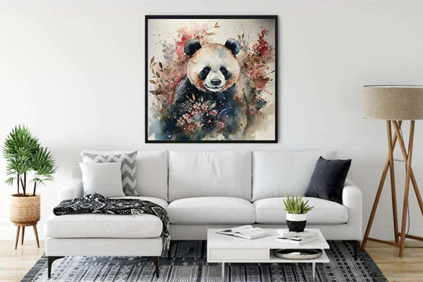 Malen nach Zahlen - Flauschiger Pandabär - hochwertige Leinwand - 170523, Aquarell, Neu eingetroffen, Panda, Quadratisch, Tiere