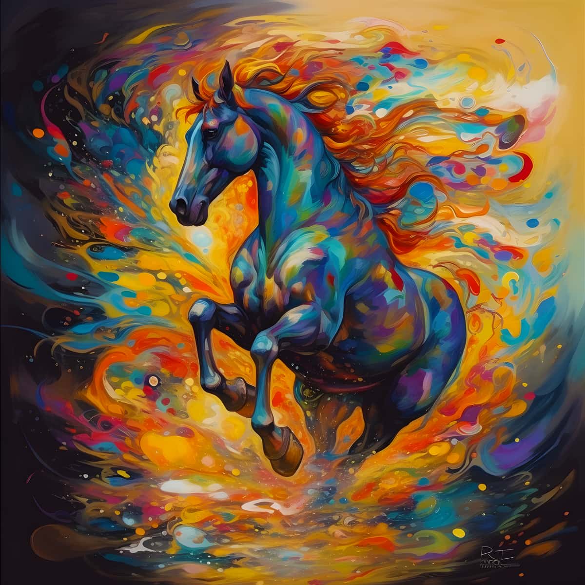Diamond Painting - Galoppierendes Pferd - gedruckt in Ultra-HD - Neu eingetroffen, Pferd, Quadratisch, Tiere