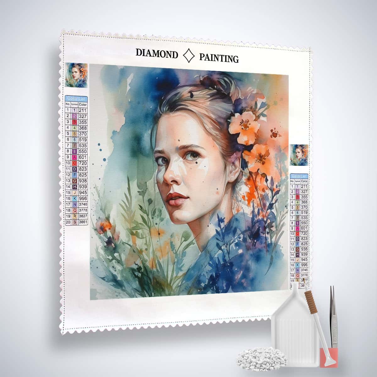 Diamond Painting - Verträumte Augenblicke - gedruckt in Ultra-HD - Aquarell, Frauengesichter, Menschen, Neu eingetroffen, Quadratisch