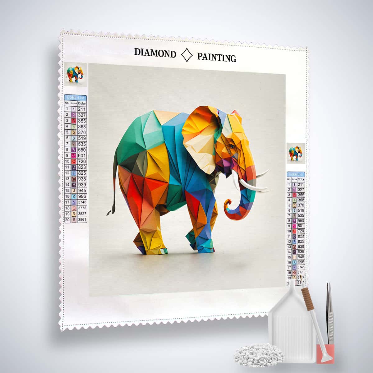 Diamond Painting - Elefant Paperart - gedruckt in Ultra-HD - Elefant, Neu eingetroffen, Quadratisch, Tiere