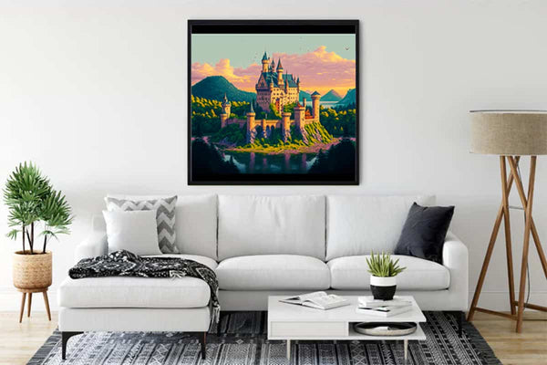 Malen nach Zahlen - Märchenschloss - hochwertige Leinwand - 170523, Fantasy, Neu eingetroffen, Quadratisch, Schloss