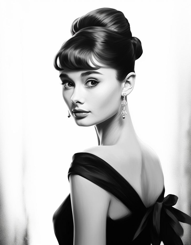 Diamond Painting - Audrey Hepburn in Schwarz und Weiß