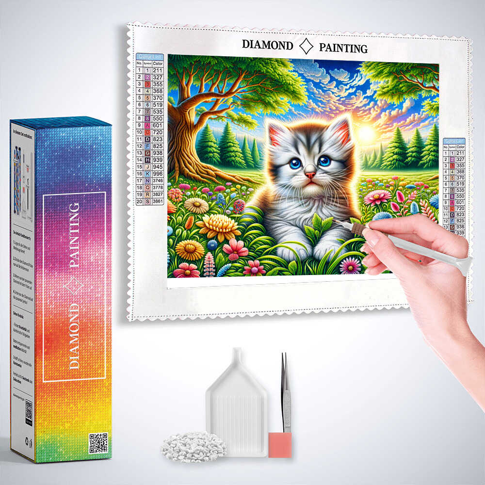 Diamond Painting - Kitty In Flowers