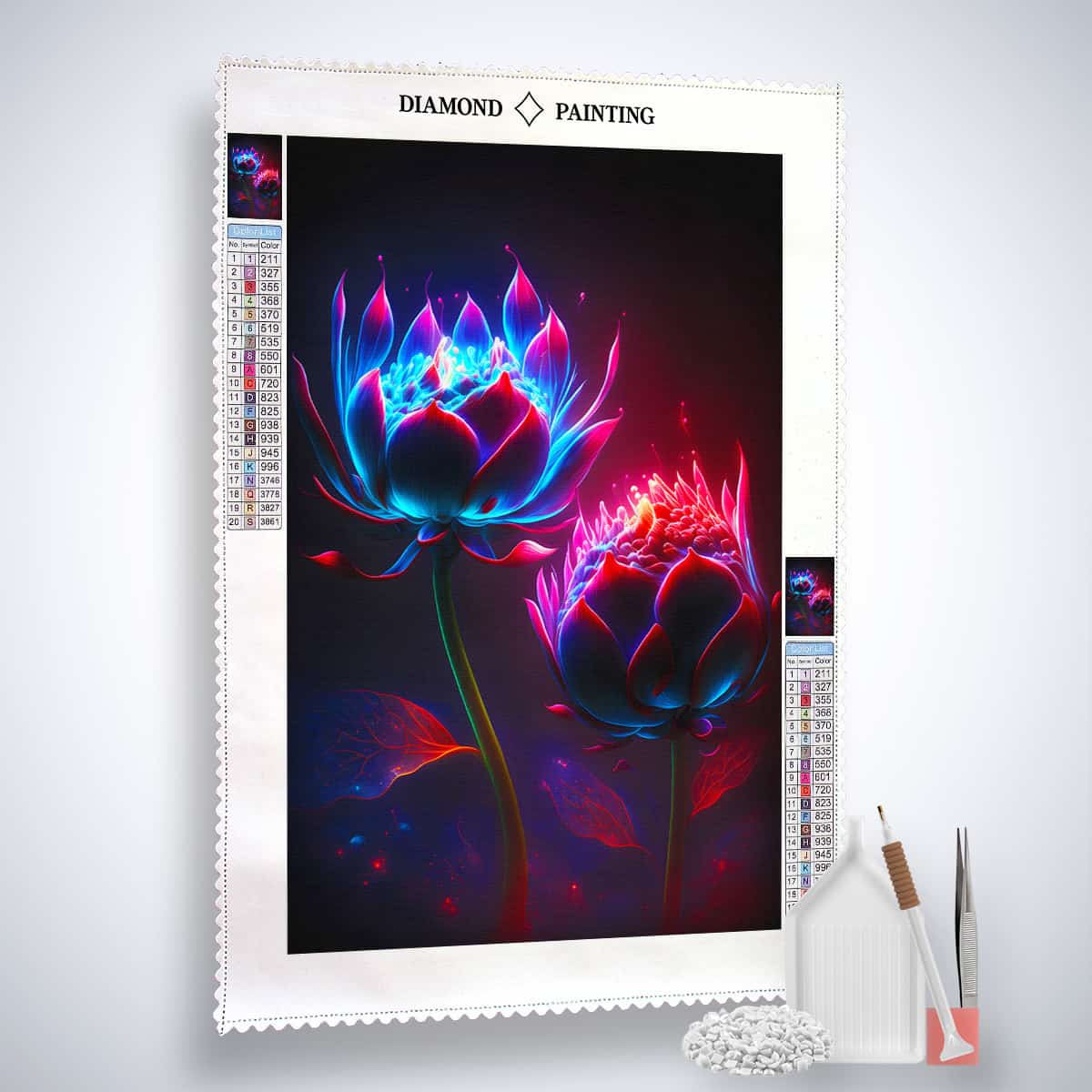 Diamond Painting - Blumenköpfe bei Nacht - gedruckt in Ultra-HD - Blumen, Neu eingetroffen, Vertikal