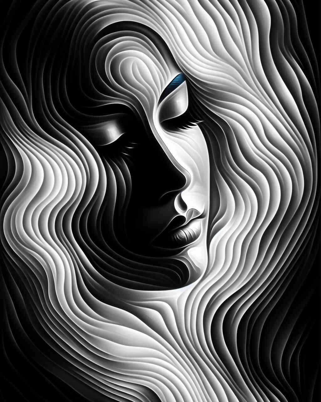 Diamond Painting - Black and White Frau