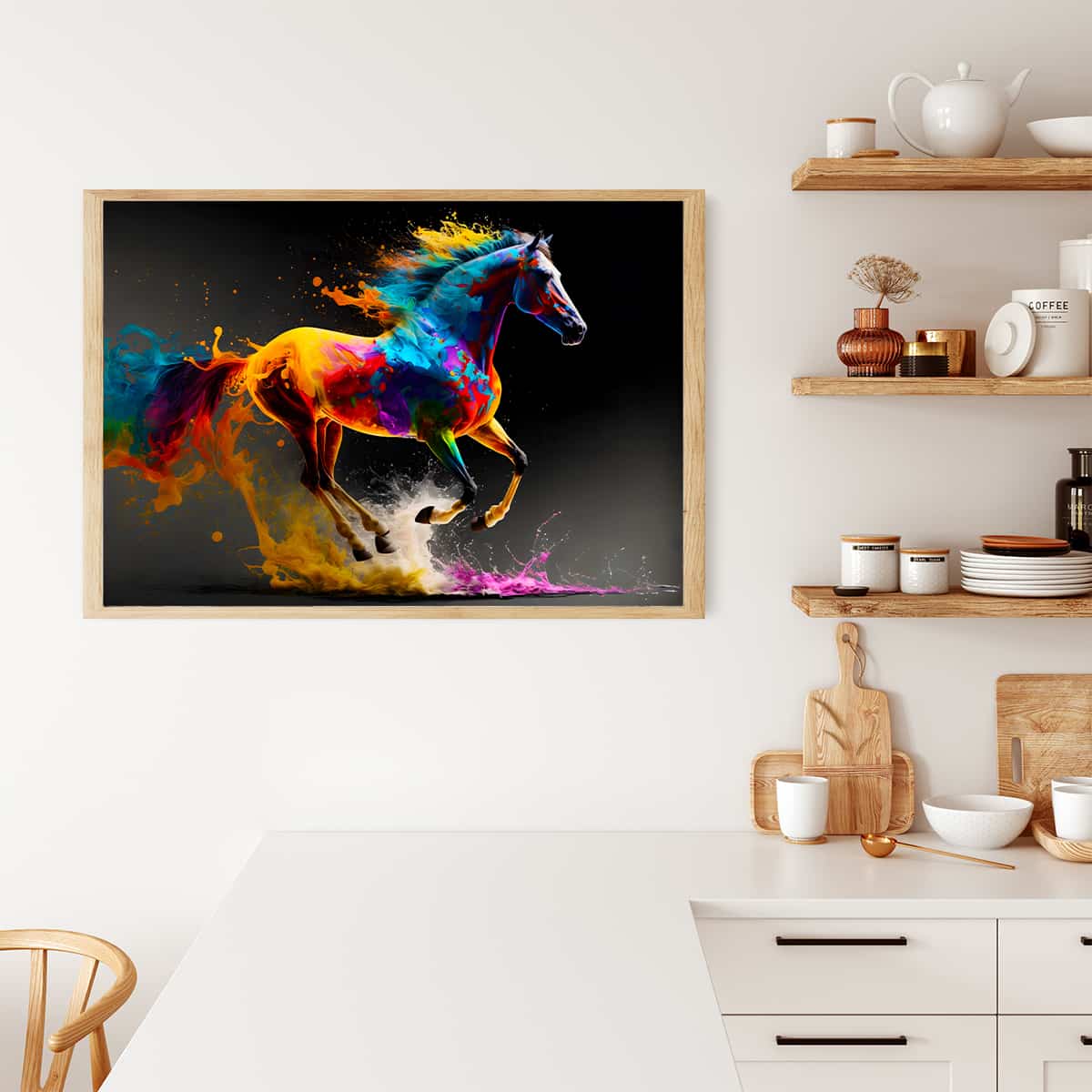 AB Diamond Painting - Farbenfrohes Pferd - gedruckt in Ultra-HD - AB Diamond, Horizontal, Neu eingetroffen, pferd, Tiere