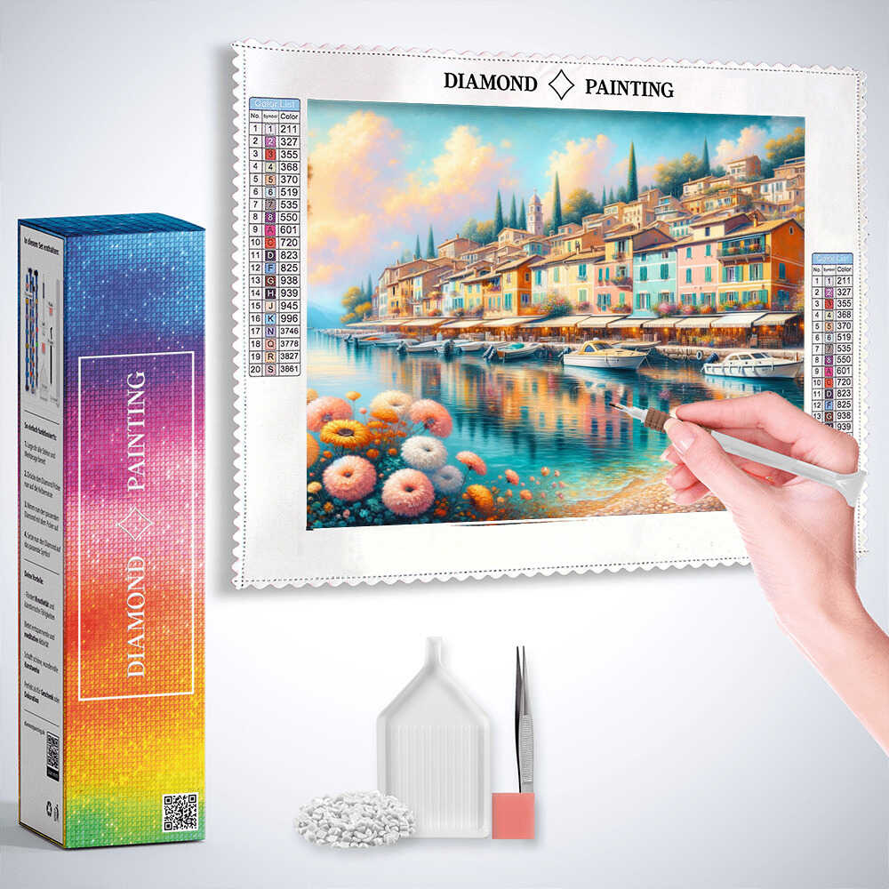 Diamond Painting - Hafenstädtchen mediterran