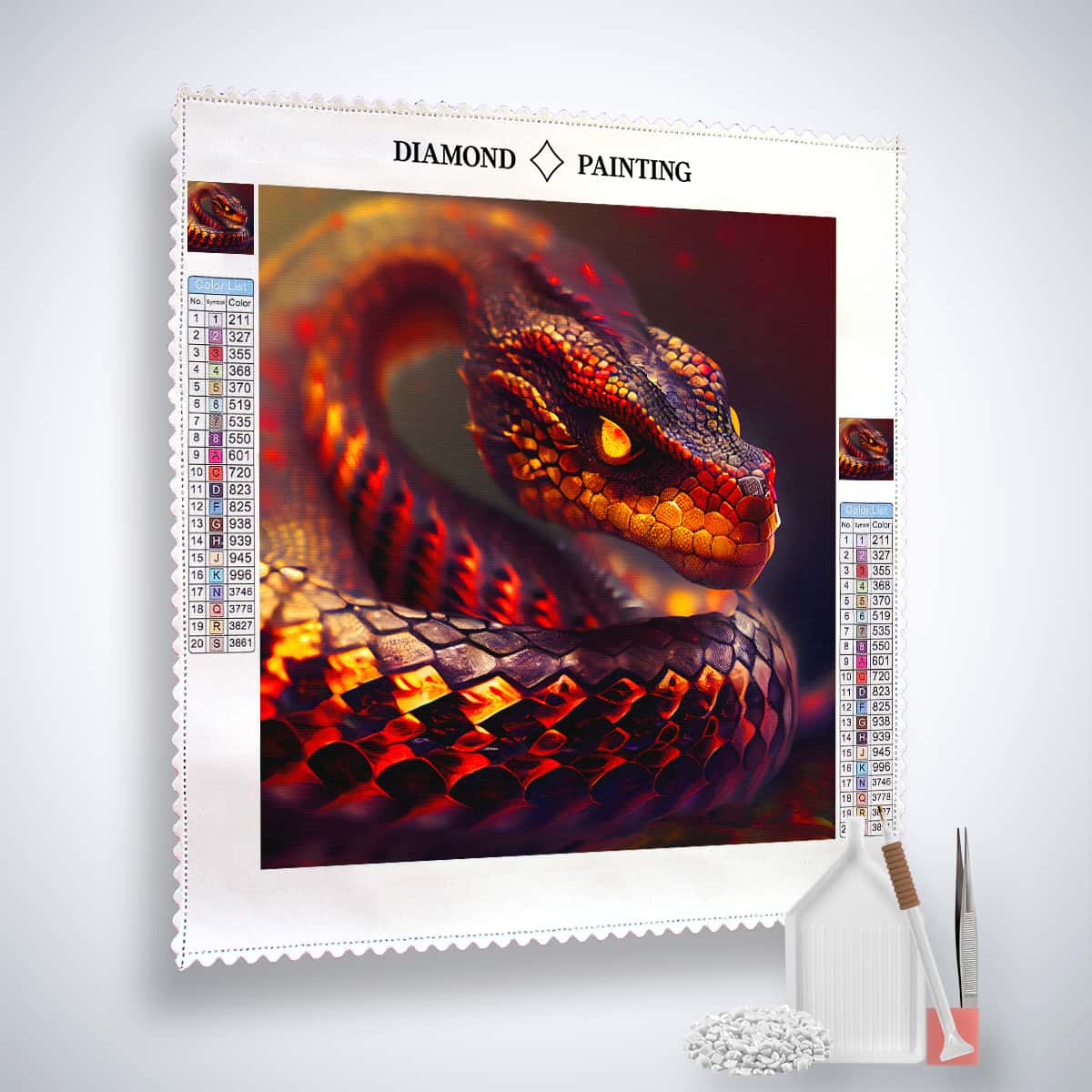 Diamond Painting - Mächtige Schlange - gedruckt in Ultra-HD - Neu eingetroffen, Quadratisch, Schlange, Tiere