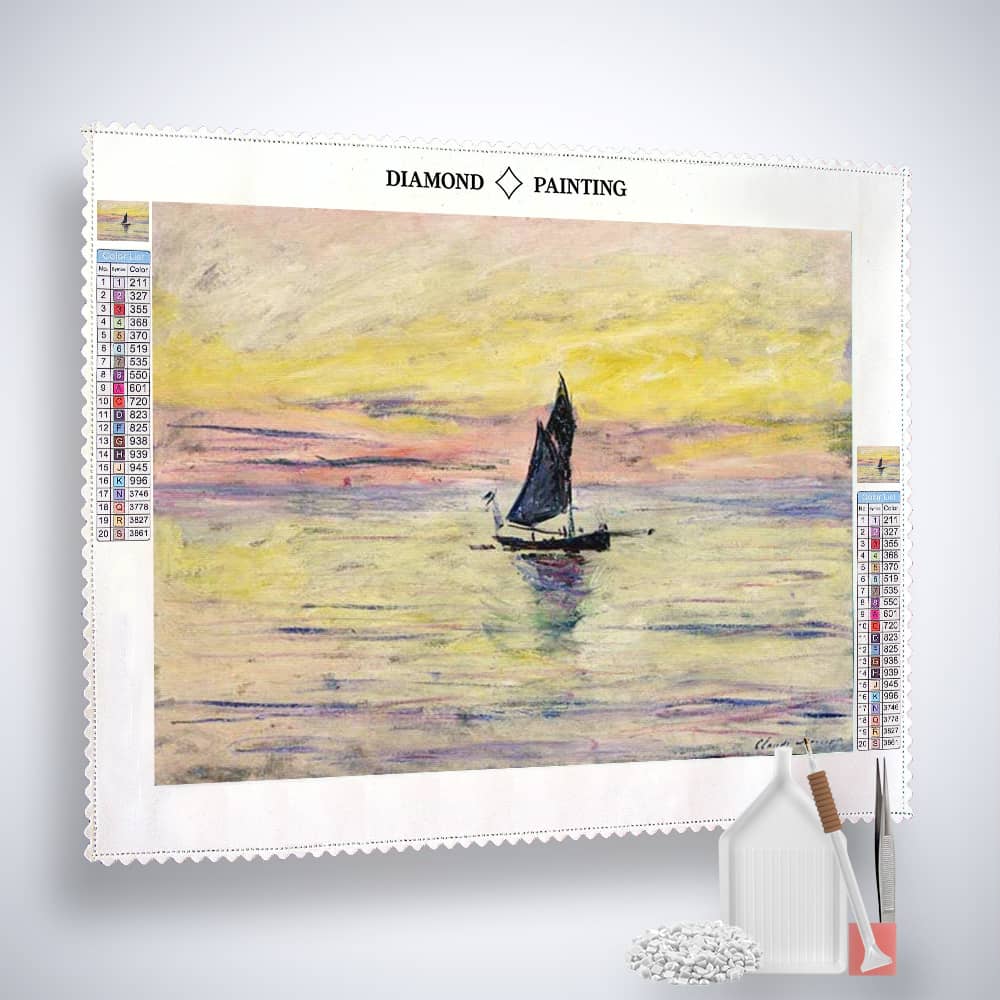 Claude Monet, Das Segelboot - gedruckt in Ultra-HD - bekannte künstler, horizontal, Meer, schiffe