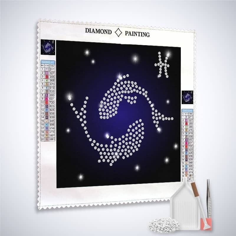 Diamond Painting - Sternzeichen Fische - gedruckt in Ultra-HD - Quadratisch, sternzeichen