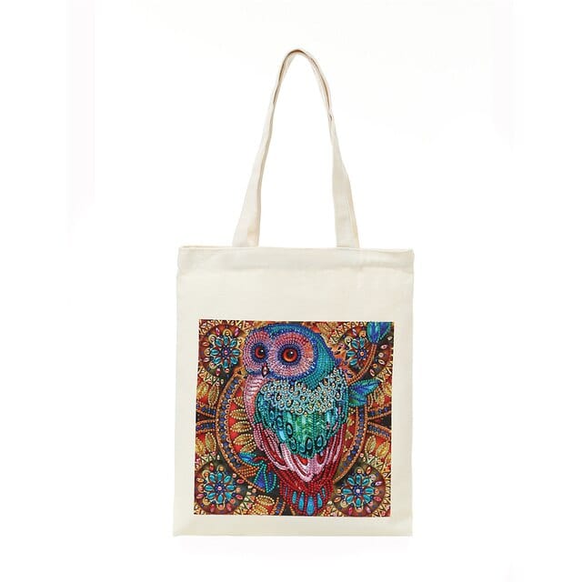 Diamond Painting - Stofftasche, Eule - gedruckt in Ultra-HD - stofftasche