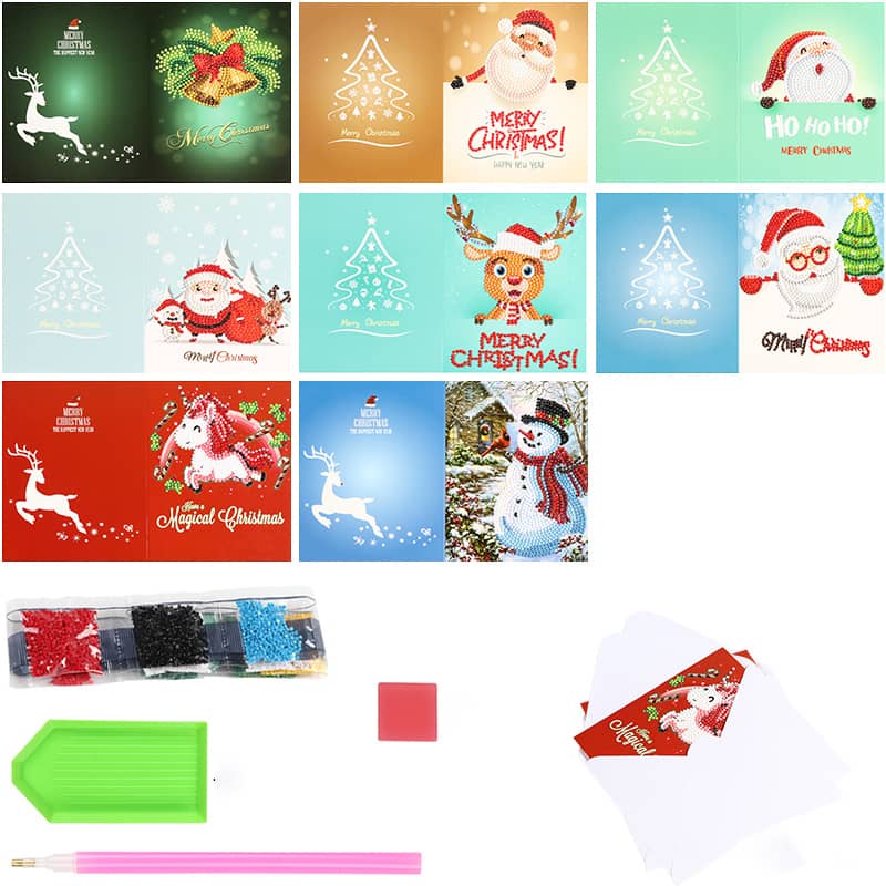 Diamond Painting Karten - 8 Stück Weihnachtskarten - gedruckt in Ultra-HD - karten