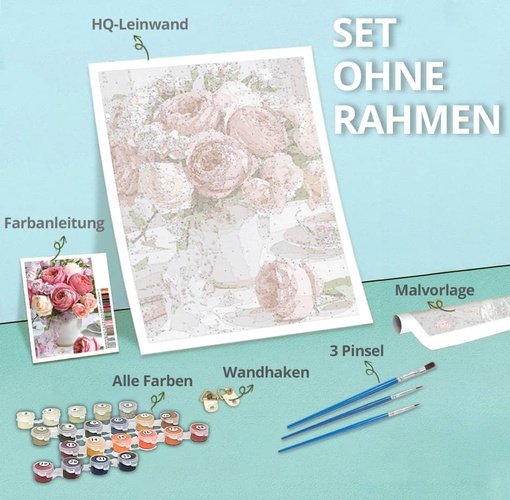 Malen nach Zahlen - Blumen, Farbexplosion - hochwertige Leinwand - Abstrakt, Abstrakte Kunst, Blume, Blumen, Quadratisch, trendbilder