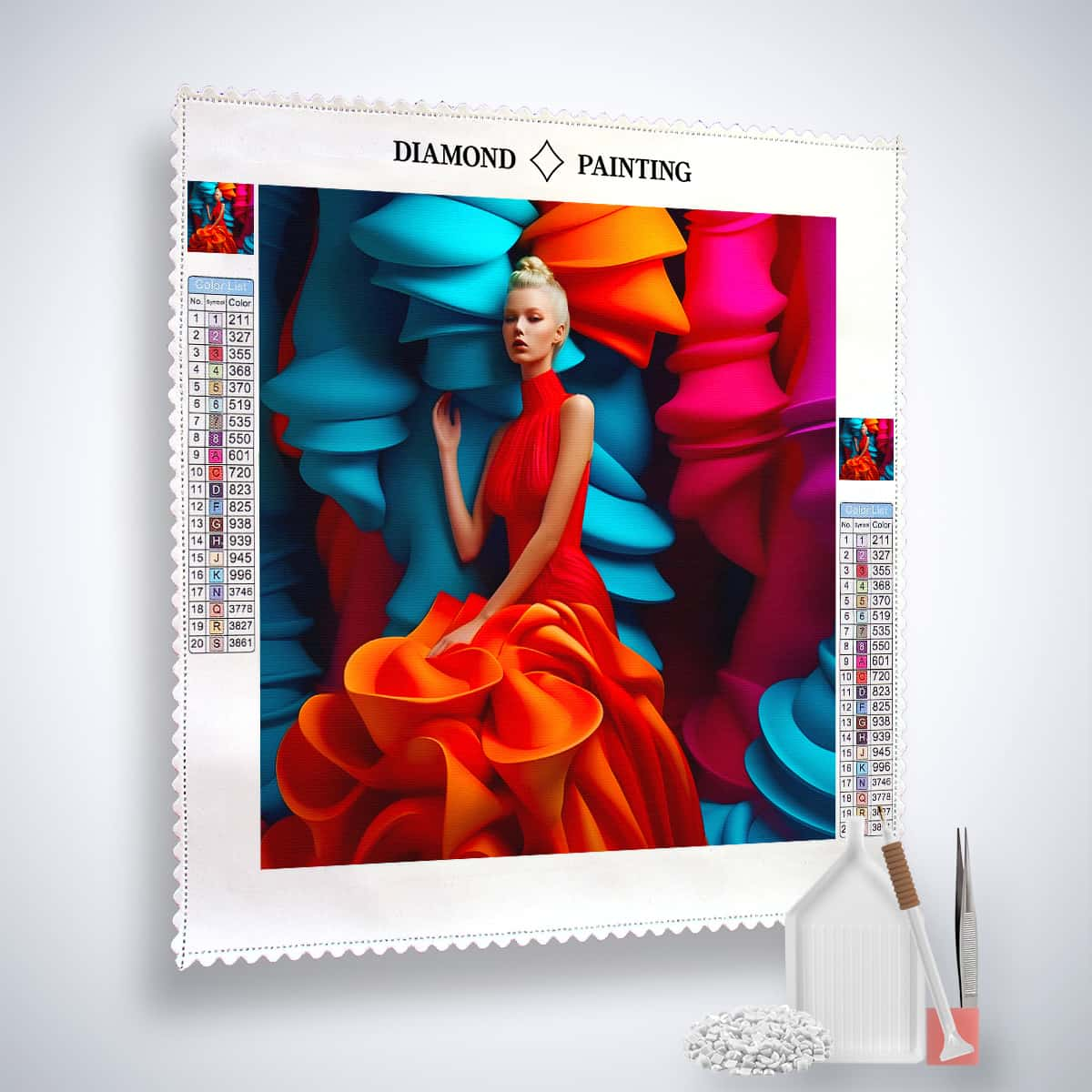 AB Diamond Painting - Frau mit extravagantem Kleid - gedruckt in Ultra-HD - AB Diamond, Neu eingetroffen, Quadratisch, Sonnenuntergang, Venedig