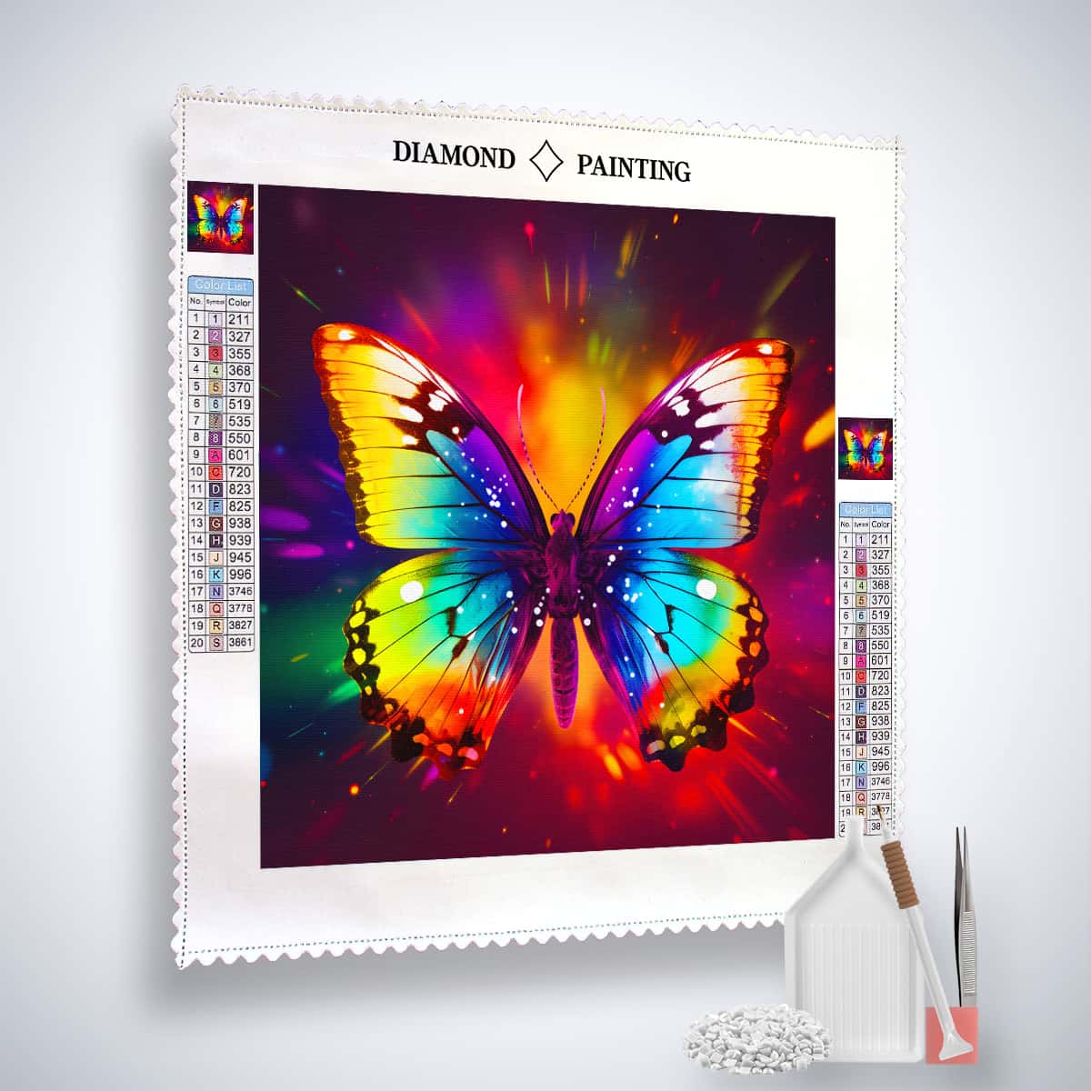 AB Diamond Painting - Regenbogen Schmetterling - gedruckt in Ultra-HD - AB Diamond, Neu eingetroffen, Quadratisch, Schmetterling, Tiere