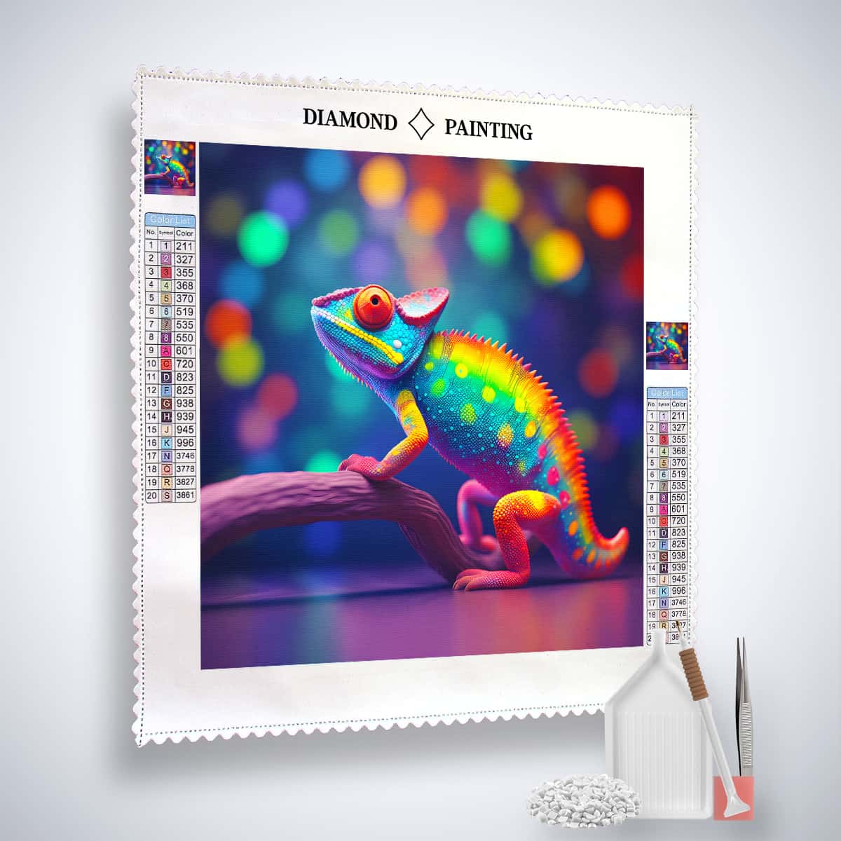 AB Diamond Painting - Regenbogen Chamäleon - gedruckt in Ultra-HD - AB Diamond, Blumen, Neu eingetroffen, Quadratisch