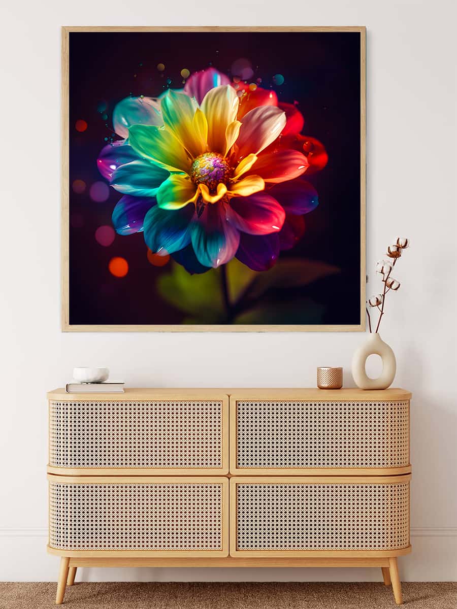 Malen nach Zahlen - Regenbogen Blume - hochwertige Leinwand - Blumen, BlumenNeu eingetroffen, Neu eingetroffen, Quadratisch