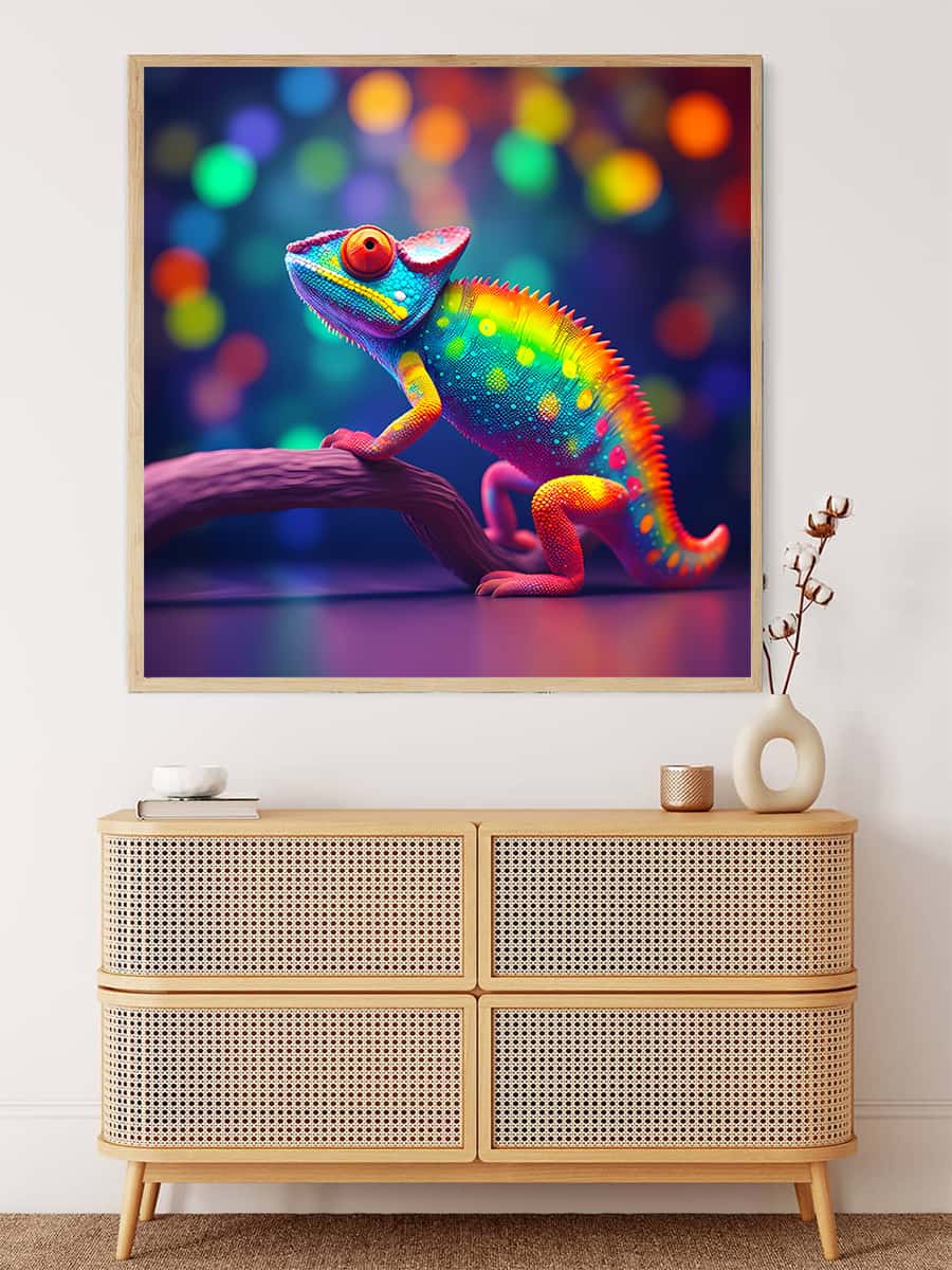 AB Diamond Painting - Regenbogen Chamäleon - gedruckt in Ultra-HD - AB Diamond, Blumen, Neu eingetroffen, Quadratisch