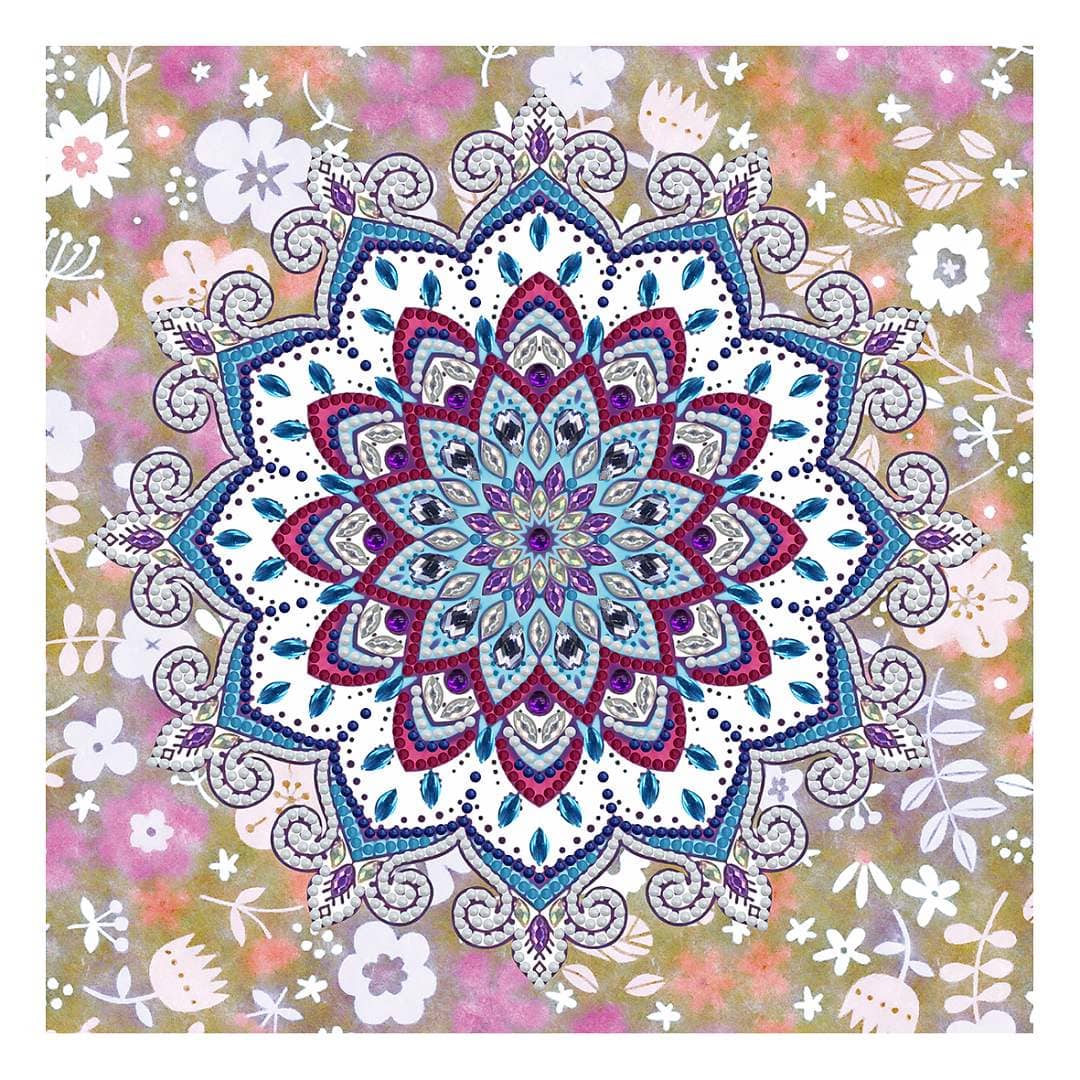 Diamond Painting Nachtleuchtend - Blumiges Mandala - gedruckt in Ultra-HD - Blumen, Mandala, Nachtleuchtend, quadratisch