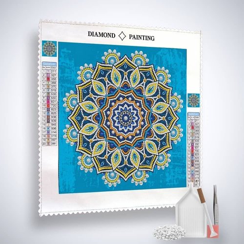 Diamond Painting Nachtleuchtend - Mandala in Blau - gedruckt in Ultra-HD - Mandala, Nachtleuchtend, quadratisch