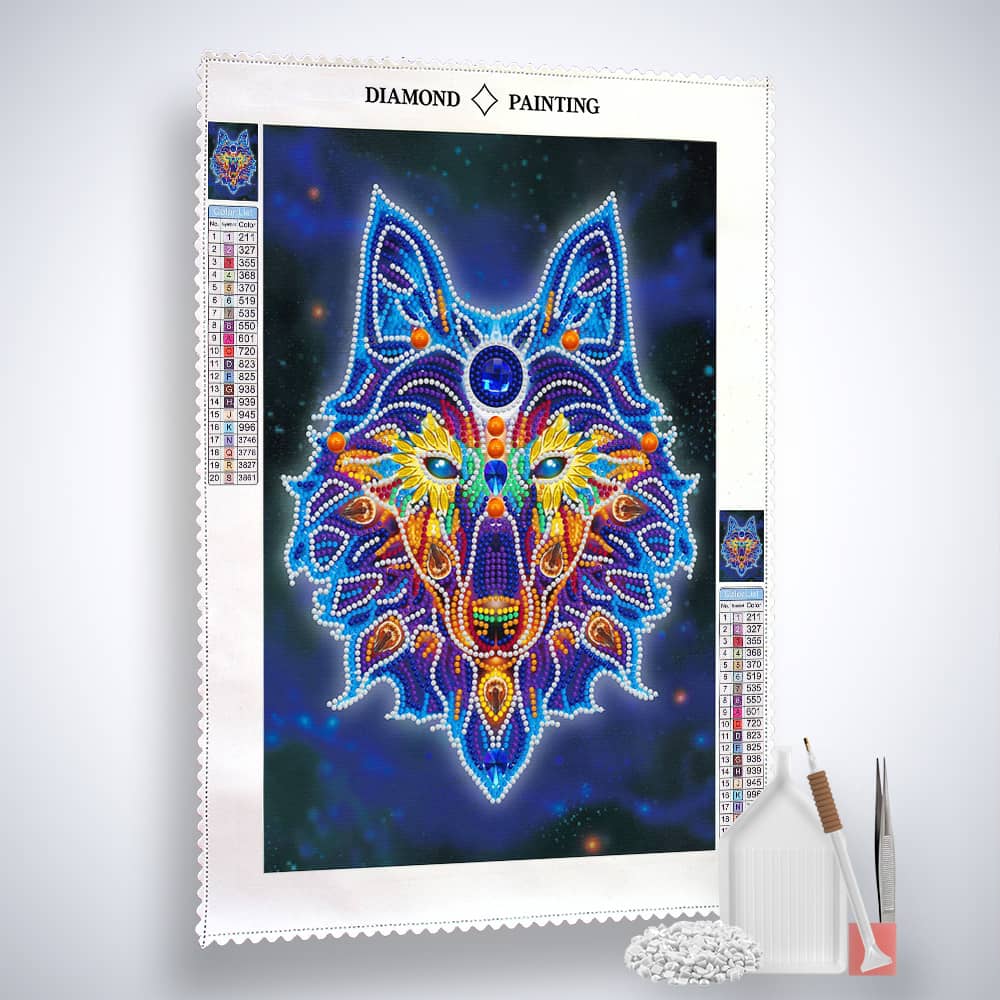 Diamond Painting Nachtleuchtend - Wolfblick - gedruckt in Ultra-HD - Nachtleuchtend, Tiere, Vertikal, Wolf