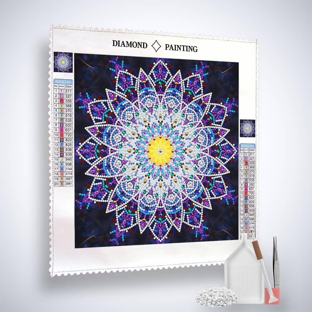Diamond Painting Nachtleuchtend - Feines Mandala - gedruckt in Ultra-HD - Mandala, Nachtleuchtend, quadratisch