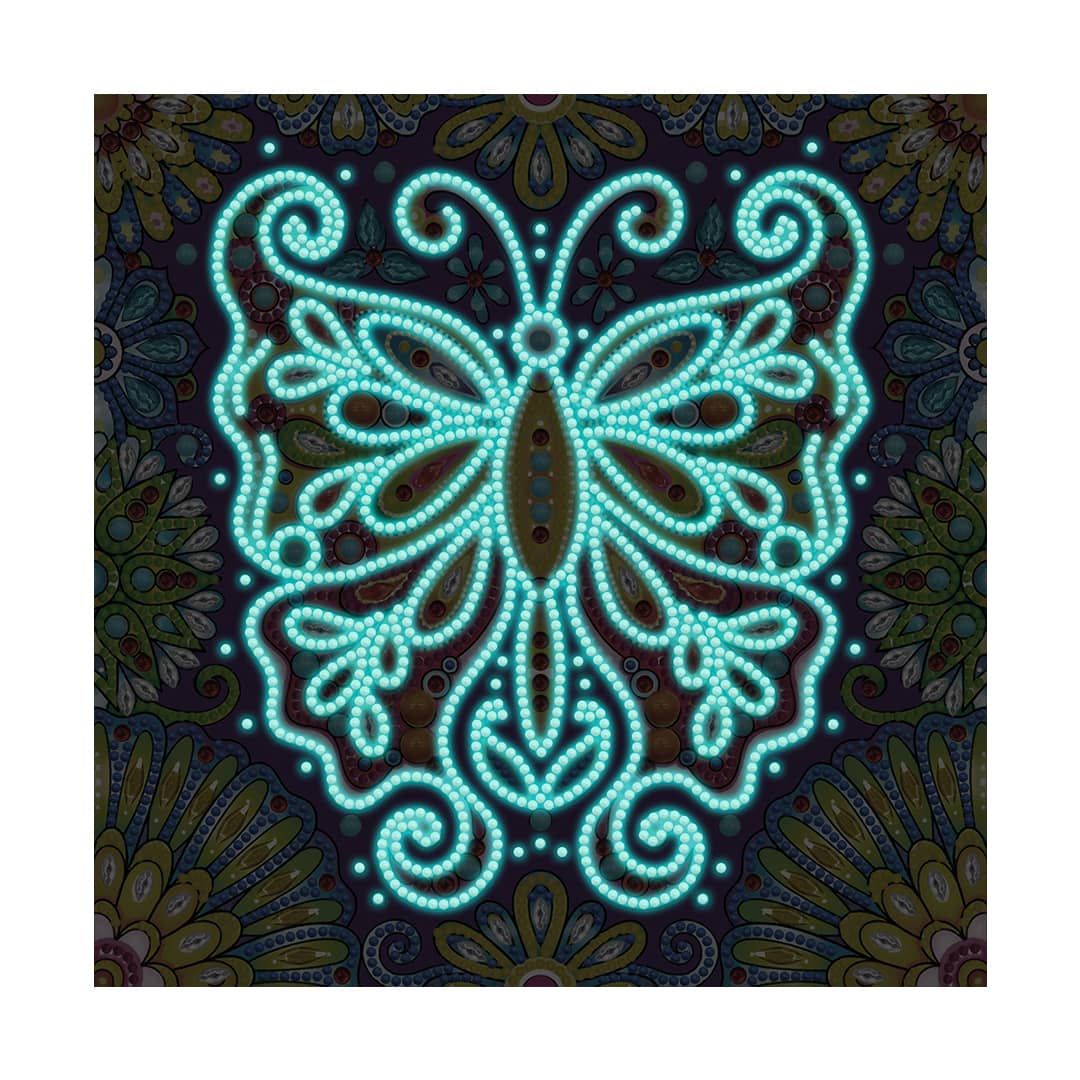Diamond Painting Nachtleuchtend - Leuchtender Schmetterling - gedruckt in Ultra-HD - Nachtleuchtend, quadratisch, Schmetterling, Tiere