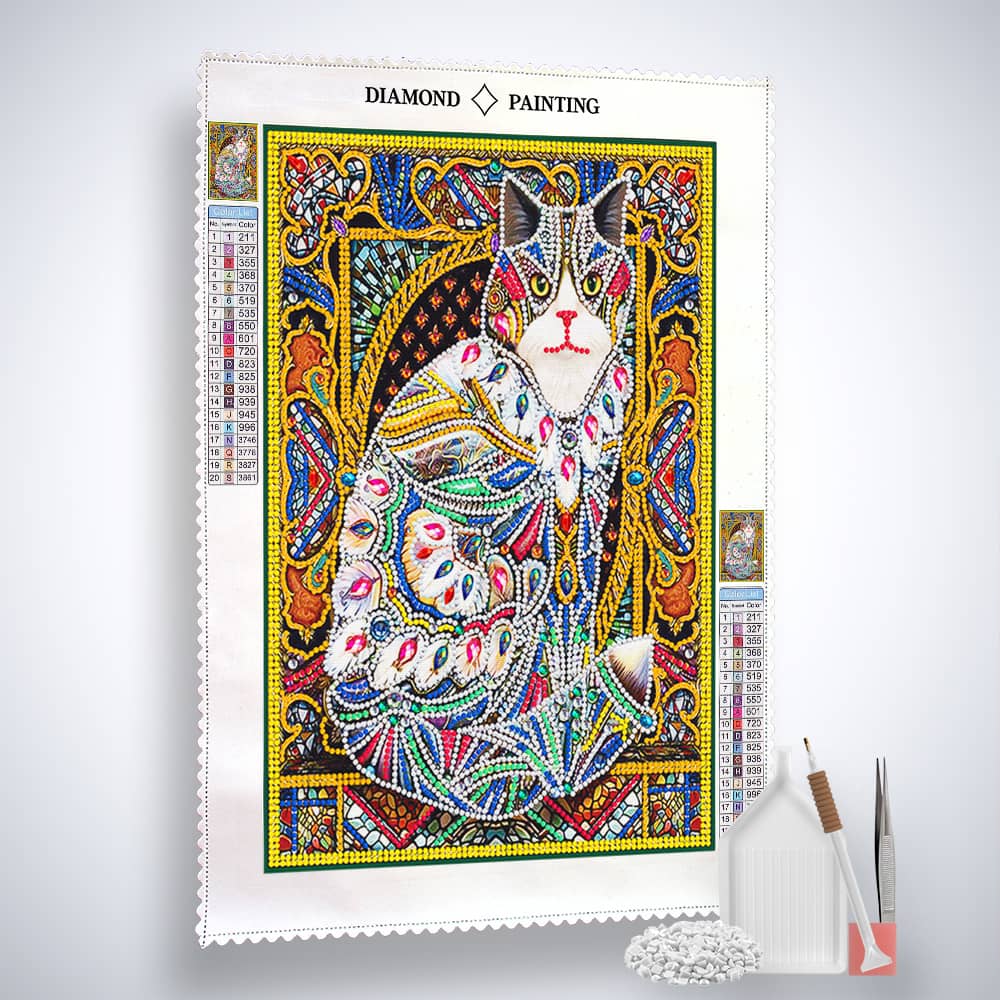Diamond Painting Nachtleuchtend - Majestätische Katze - gedruckt in Ultra-HD - Katze, Nachtleuchtend, Tiere, Vertikal