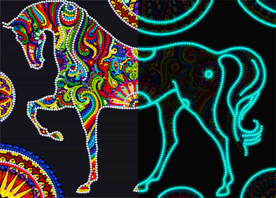 Diamond Painting Nachtleuchtend - Edles Pferd - gedruckt in Ultra-HD - horizontal, Nachtleuchtend, Pferde, Tiere