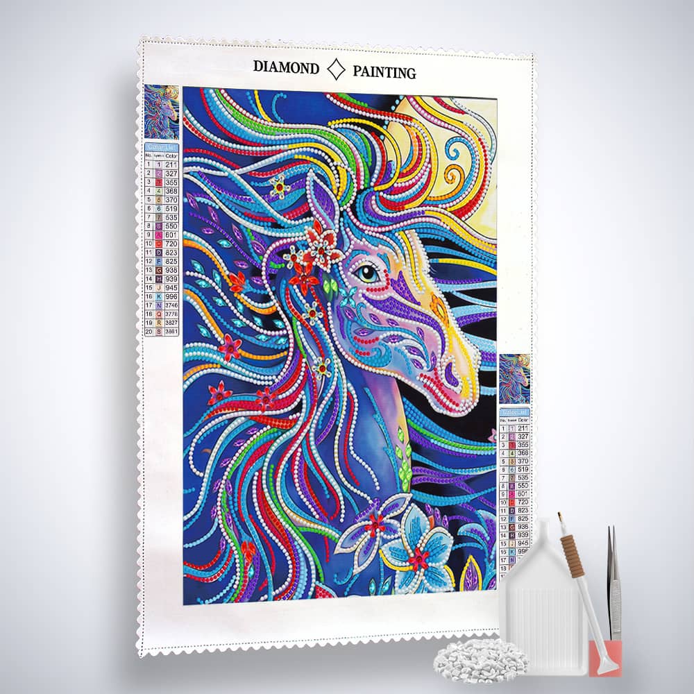 Diamond Painting Nachtleuchtend - Magisches Pferd - gedruckt in Ultra-HD - Nachtleuchtend, Pferde, Tiere, Vertikal