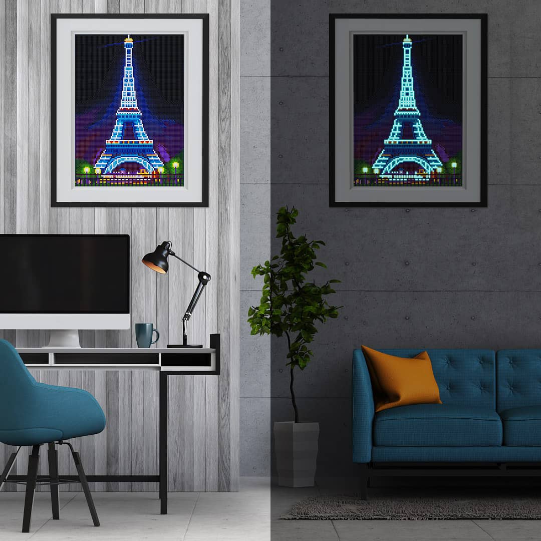 Diamond Painting Nachtleuchtend - Leuchtender Eifelturm - gedruckt in Ultra-HD - Eifelturm, Nachtleuchtend, Paris, Sehenswürdigkeiten, Vertikal