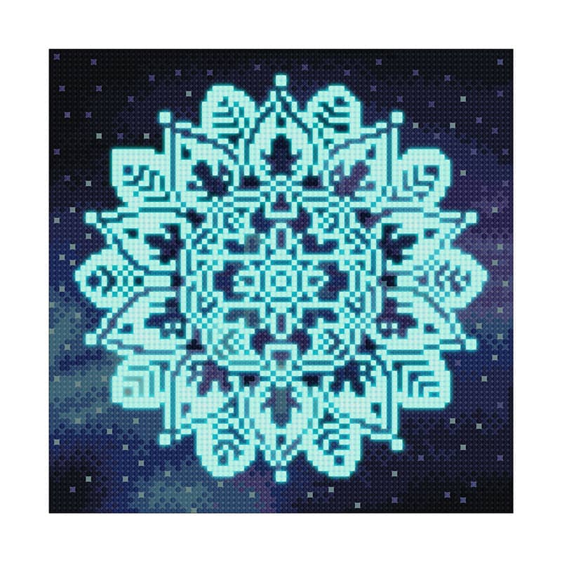 Diamond Painting Nachtleuchtend - Schneeflockenmandala - gedruckt in Ultra-HD - Mandala, Nachtleuchtend, quadratisch, Winter