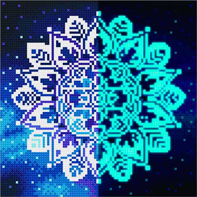 Diamond Painting Nachtleuchtend - Schneeflockenmandala - gedruckt in Ultra-HD - Mandala, Nachtleuchtend, quadratisch, Winter