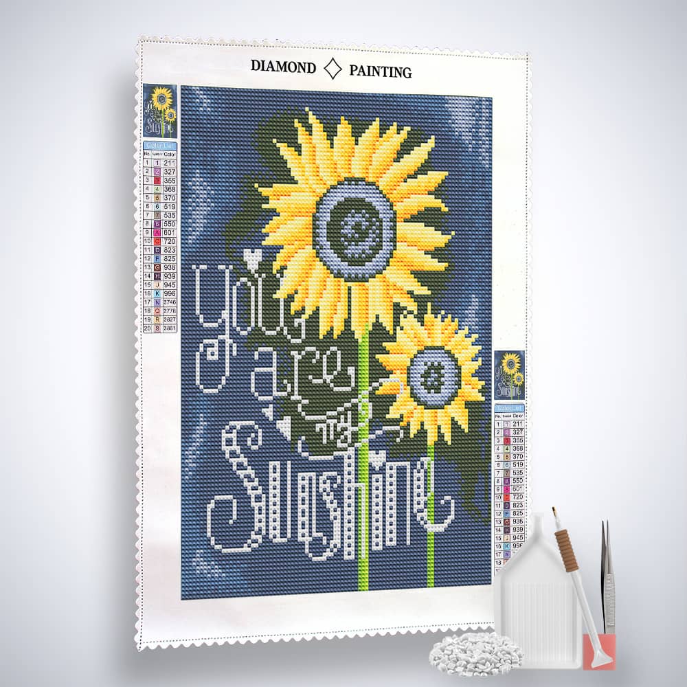 Diamond Painting Nachtleuchtend - You are my Sunshine, Sonnenblumen - gedruckt in Ultra-HD - Blumen, Nachtleuchtend, Sonnenblume, Sprüche, Vertikal