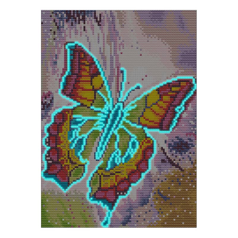 Diamond Painting Nachtleuchtend - Prachtvoller Schmetterling - gedruckt in Ultra-HD - Nachtleuchtend, Schmetterling, Tiere, Vertikal