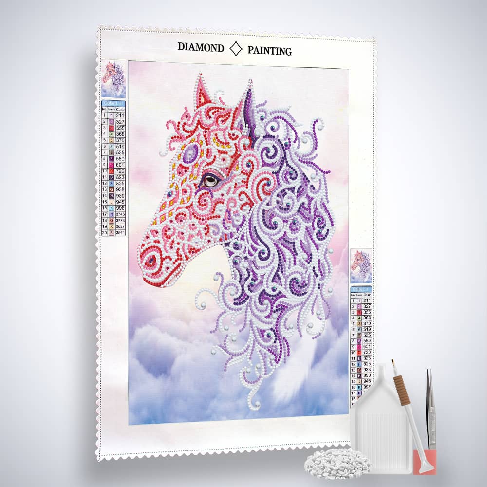 Diamond Painting Nachtleuchtend - Pferdekopf Abstakt - gedruckt in Ultra-HD - Nachtleuchtend, Pferde, Tiere, Vertikal