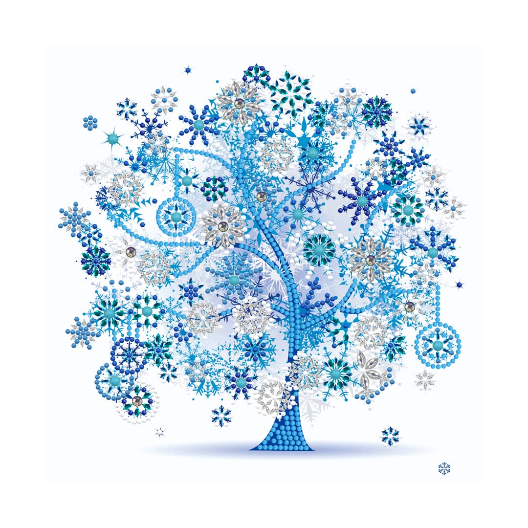 Diamond Painting Nachtleuchtend - Blauer Baum, Abstrakt - gedruckt in Ultra-HD - Abstrakt, Baum, Nachtleuchtend, quadratisch