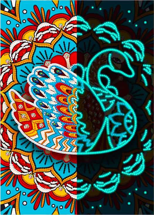 Diamond Painting Nachtleuchtend - Schwanen Mandala - gedruckt in Ultra-HD - Mandala, Nachtleuchtend, Schwan, Tiere, Vertikal