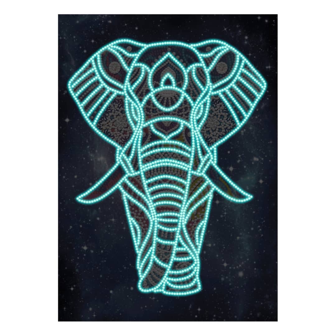 Diamond Painting Nachtleuchtend - Weltall, Elefantenspaziergang - gedruckt in Ultra-HD - Elefant, Nachtleuchtend, Tiere, Vertikal