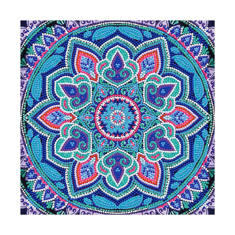 Diamond Painting Nachtleuchtend - Mandala, Blau und Pink - gedruckt in Ultra-HD - Mandala, Nachtleuchtend, quadratisch