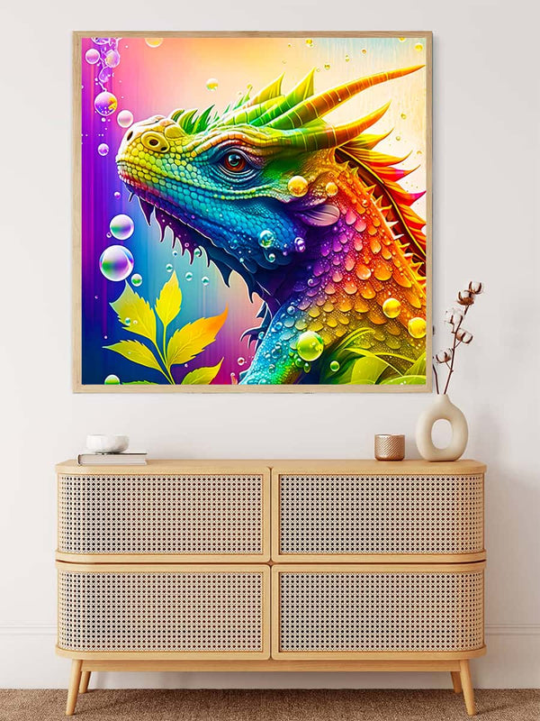 Malen nach Zahlen - Drachenportrait - hochwertige Leinwand - 170523, Drache, Fantasy, Neu eingetroffen, Quadratisch