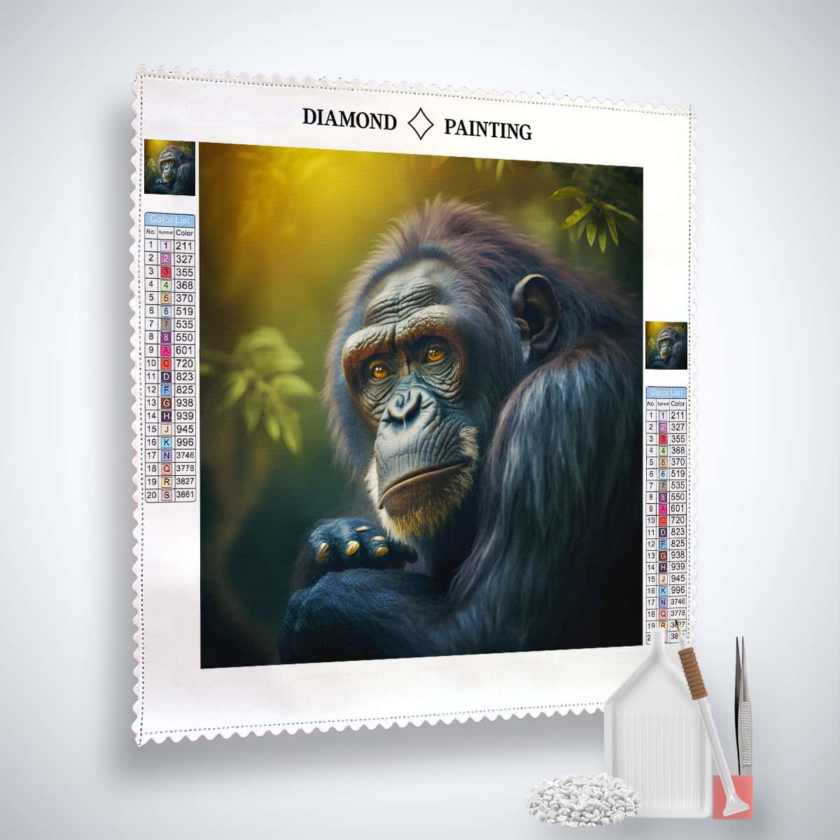 Diamond Painting - Schimpanse seitlich - gedruckt in Ultra-HD - Affe, Neu eingetroffen, Quadratisch, Tiere