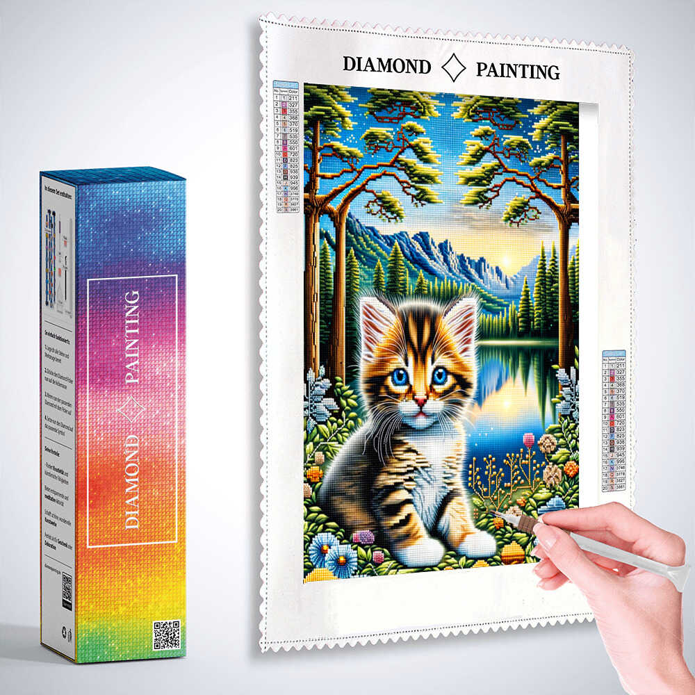 Diamond Painting - Kitty In A Pretty Scene