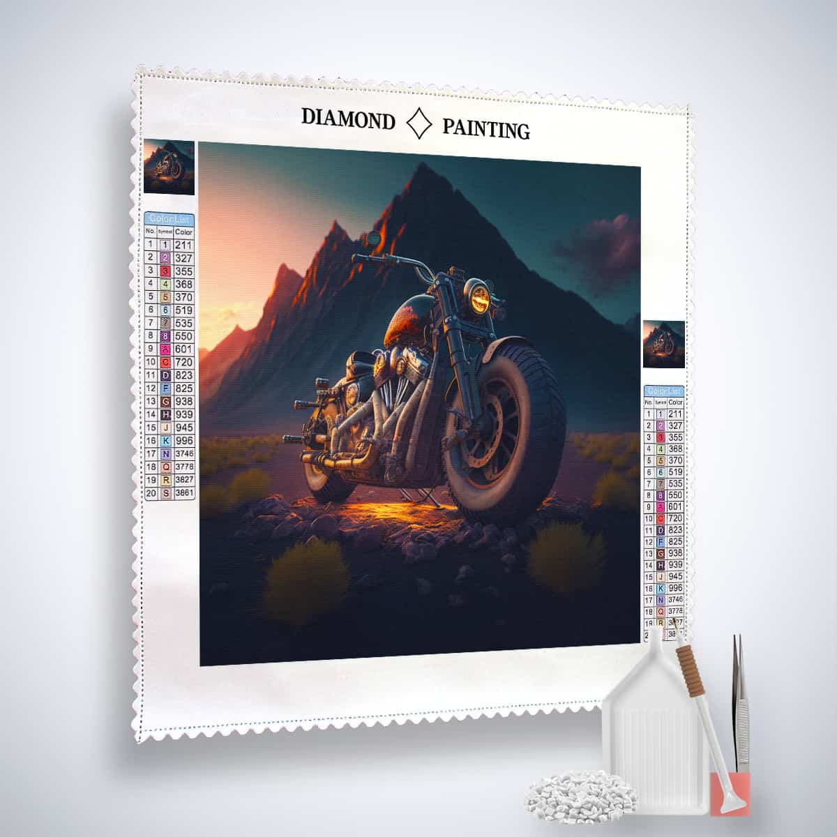 Diamond Painting - Route 66 und das Motorradabenteuer - gedruckt in Ultra-HD - Neu eingetroffen, Quadratisch, Retro, Route 66