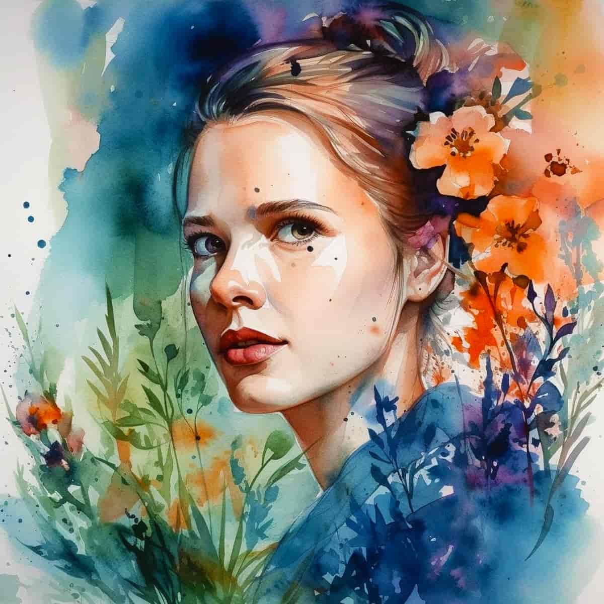 Diamond Painting - Verträumte Augenblicke - gedruckt in Ultra-HD - Aquarell, Frauengesichter, Menschen, Neu eingetroffen, Quadratisch