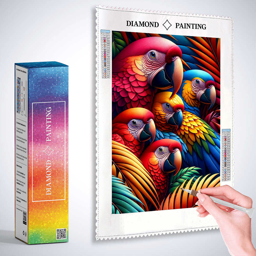 Diamond Painting - Papageienfamilie