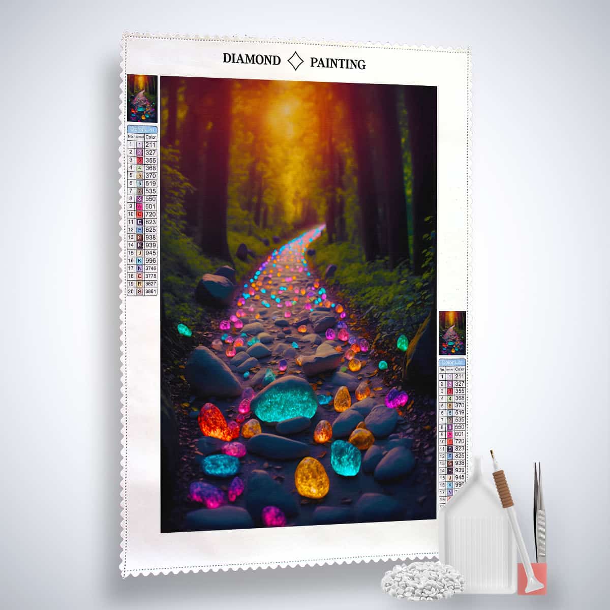 AB Diamond Painting - Weg mit leuchtenden Steinen - gedruckt in Ultra-HD - AB Diamond, Landschaft, Neu eingetroffen, Vertikal
