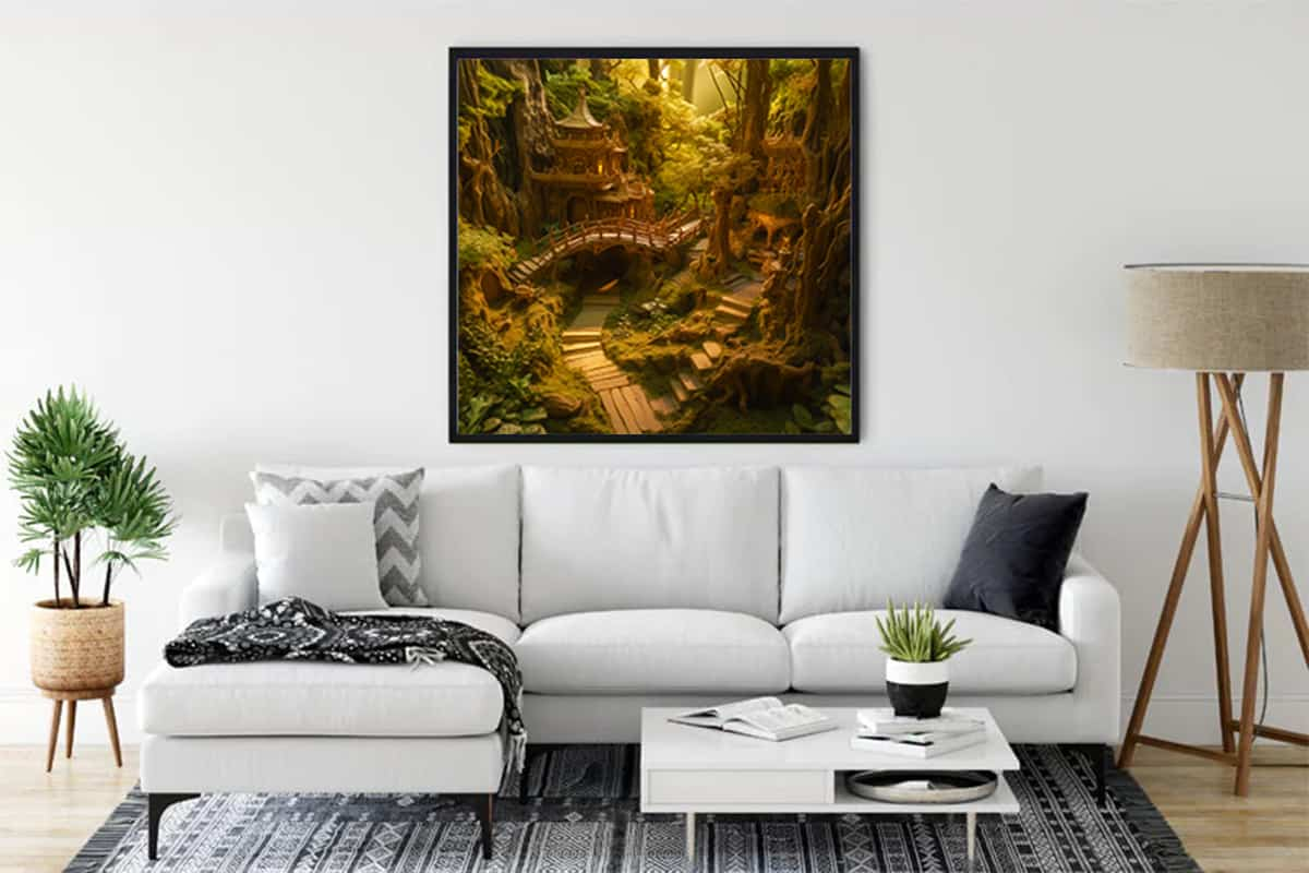 Diamond Painting - Fantasywald-Stadt - gedruckt in Ultra-HD - Fantasy, Landschaft, Neu eingetroffen, Quadratisch